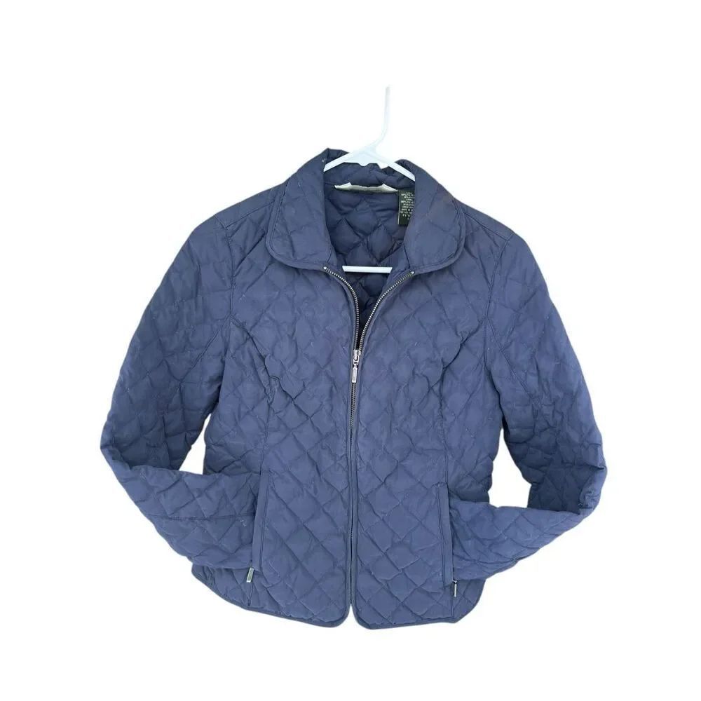 Eddie Bauer S Petite navy Quilted goose down Light Jacket Insulated warm